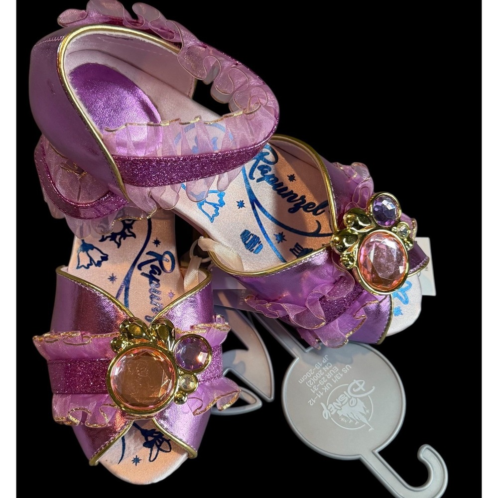 Disney Tangled Princess Rapunzel Costume Shoes Dress Up Girls Gem Sparkle 11/12